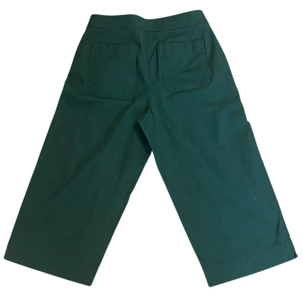 Talbots Green Sailor Button Cropped Wide-Leg Pants Women’s 10P | Preppy | Fall - Picture 3 of 9